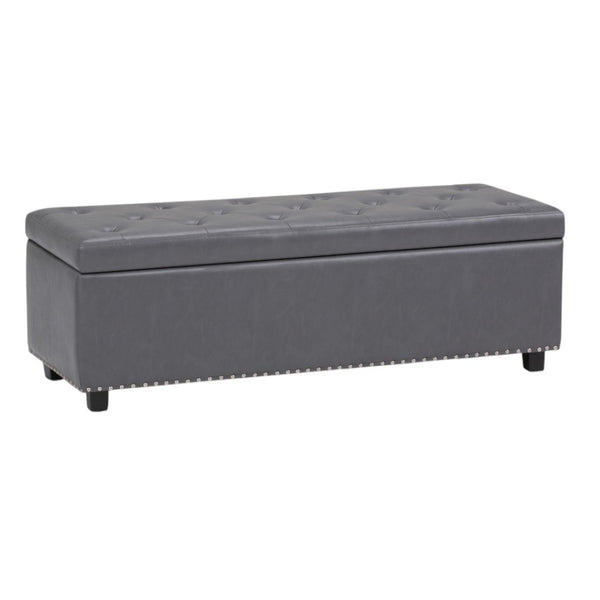 HomeRoots 48" Versatile Dark Brown and Gray Upholstered Storage Ottoman for Stylish Seating & Organizing Solutions 640276