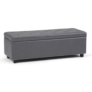 HomeRoots 48" Versatile Dark Brown and Gray Upholstered Storage Ottoman for Stylish Seating & Organizing Solutions 640276