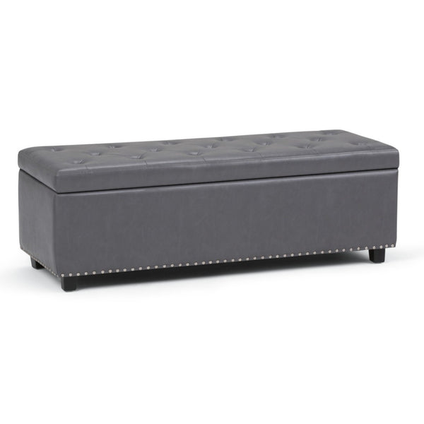 HomeRoots 48" Versatile Dark Brown and Gray Upholstered Storage Ottoman for Stylish Seating & Organizing Solutions 640276