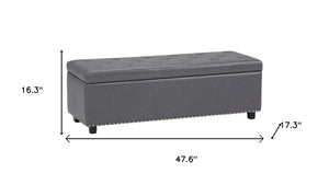 HomeRoots 48" Versatile Dark Brown and Gray Upholstered Storage Ottoman for Stylish Seating & Organizing Solutions 640276
