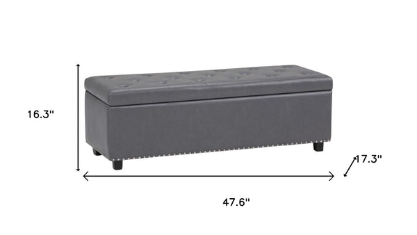 HomeRoots 48" Versatile Dark Brown and Gray Upholstered Storage Ottoman for Stylish Seating & Organizing Solutions 640276