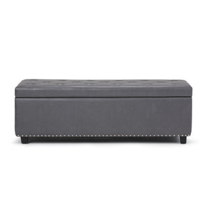 HomeRoots 48" Versatile Dark Brown and Gray Upholstered Storage Ottoman for Stylish Seating & Organizing Solutions 640276