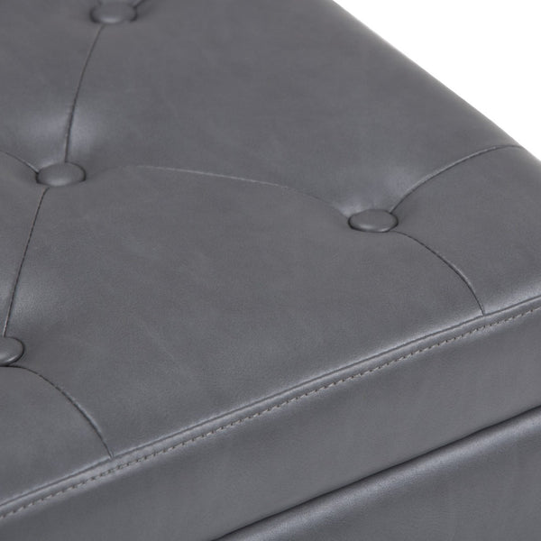 HomeRoots 48" Versatile Dark Brown and Gray Upholstered Storage Ottoman for Stylish Seating & Organizing Solutions 640276