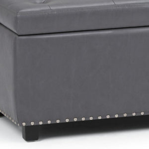 HomeRoots 48" Versatile Dark Brown and Gray Upholstered Storage Ottoman for Stylish Seating & Organizing Solutions 640276