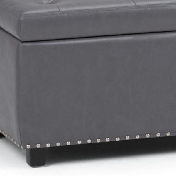 HomeRoots 48" Versatile Dark Brown and Gray Upholstered Storage Ottoman for Stylish Seating & Organizing Solutions 640276