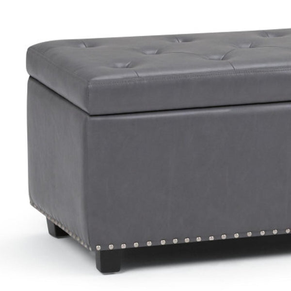 HomeRoots 48" Versatile Dark Brown and Gray Upholstered Storage Ottoman for Stylish Seating & Organizing Solutions 640276