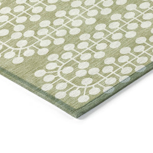 HomeRoots 9' X 12' Artichoke Green Geometric Washable Area Rug for Indoor & Outdoor Spaces - Easy Care! 640281
