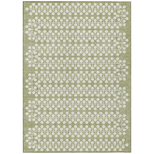 HomeRoots 10' Geometric Artichoke Green & Ivory Washable Area Rug for Indoor/Outdoor Use – Stylish & Durable! 640282