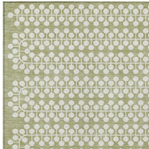 HomeRoots 10' Geometric Artichoke Green & Ivory Washable Area Rug for Indoor/Outdoor Use – Stylish & Durable! 640282