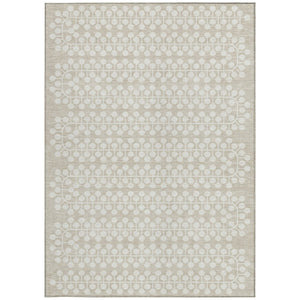 HomeRoots 5' x 8' Beige and Ivory Geometric Area Rug - Washable, Durable Design for Indoor & Outdoor Spaces 640284