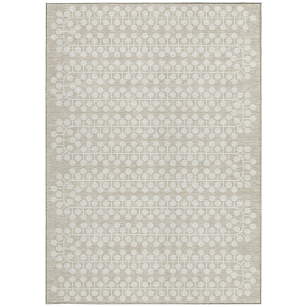 HomeRoots 5' x 8' Beige and Ivory Geometric Area Rug - Washable, Durable Design for Indoor & Outdoor Spaces 640284