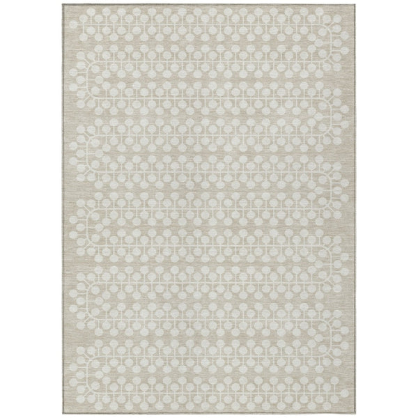HomeRoots 5' x 8' Beige and Ivory Geometric Area Rug - Washable, Durable Design for Indoor & Outdoor Spaces 640284