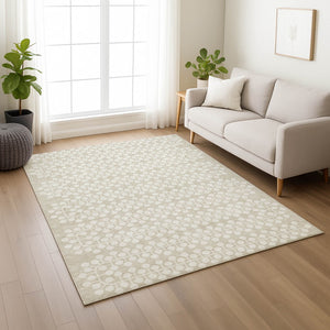 HomeRoots 5' x 8' Beige and Ivory Geometric Area Rug - Washable, Durable Design for Indoor & Outdoor Spaces 640284