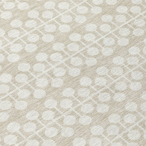 HomeRoots 8' Round Beige and Ivory Geometric Indoor-Outdoor Area Rug – Stylish, Durable, Washable Design! 640285