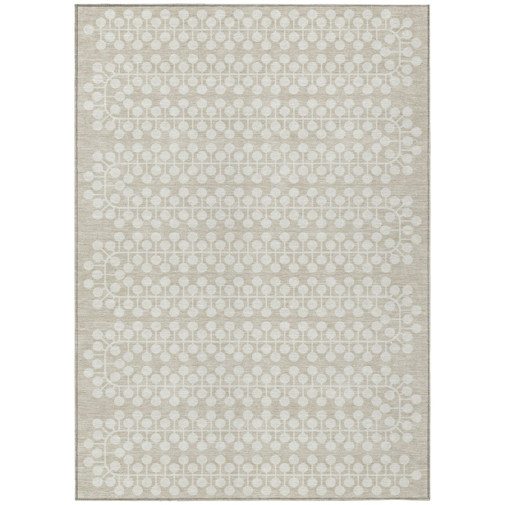 HomeRoots 10' X 14' Beige and Ivory Geometric Area Rug – Washable, Versatile for Indoor & Outdoor Spaces! 640288