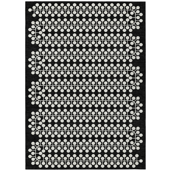 HomeRoots 10' Modern Black and Ivory Geometric Area Rug - Washable Indoor/Outdoor, Durable for High Traffic Spaces 640294