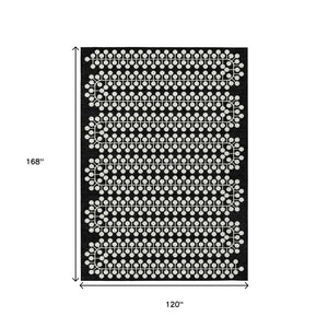HomeRoots 10' Modern Black and Ivory Geometric Area Rug - Washable Indoor/Outdoor, Durable for High Traffic Spaces 640294