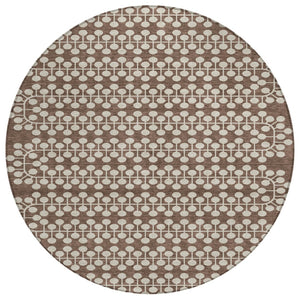 HomeRoots 8' Brown and Ivory Geometric Area Rug - Washable, Durable, Stylish for Indoor & Outdoor Use! 640297