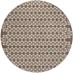 HomeRoots 8' Brown and Ivory Geometric Area Rug - Washable, Durable, Stylish for Indoor & Outdoor Use! 640297