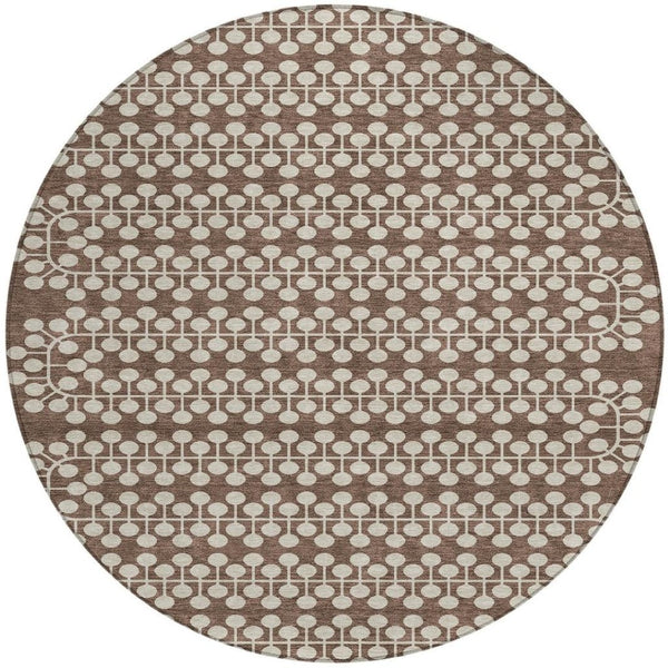 HomeRoots 8' Brown and Ivory Geometric Area Rug - Washable, Durable, Stylish for Indoor & Outdoor Use! 640297