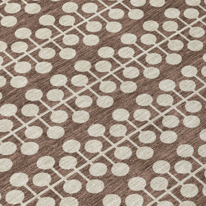 HomeRoots 8' Brown and Ivory Geometric Area Rug - Washable, Durable, Stylish for Indoor & Outdoor Use! 640297