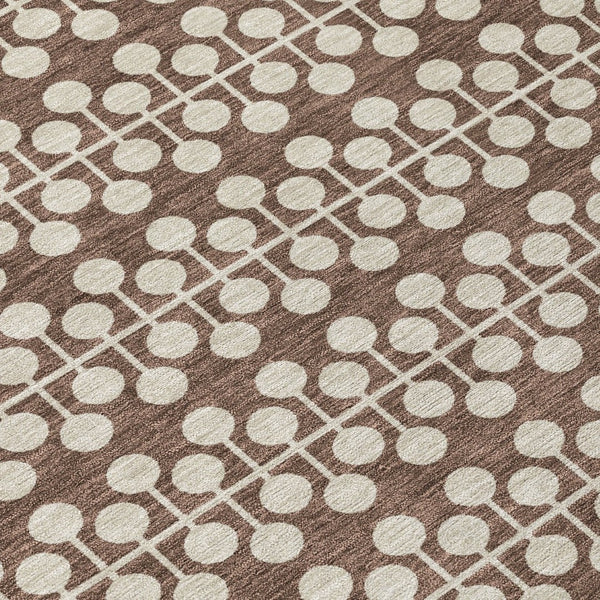 HomeRoots 8' Brown and Ivory Geometric Area Rug - Washable, Durable, Stylish for Indoor & Outdoor Use! 640297