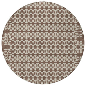 HomeRoots 8' Brown and Ivory Geometric Area Rug - Washable, Durable, Stylish for Indoor & Outdoor Use! 640297