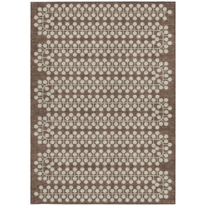 HomeRoots 8' X 10' Brown and Ivory Geometric Washable Rug - Stylish, Durable, Indoor-Outdoor Versatility for Any Space 640298
