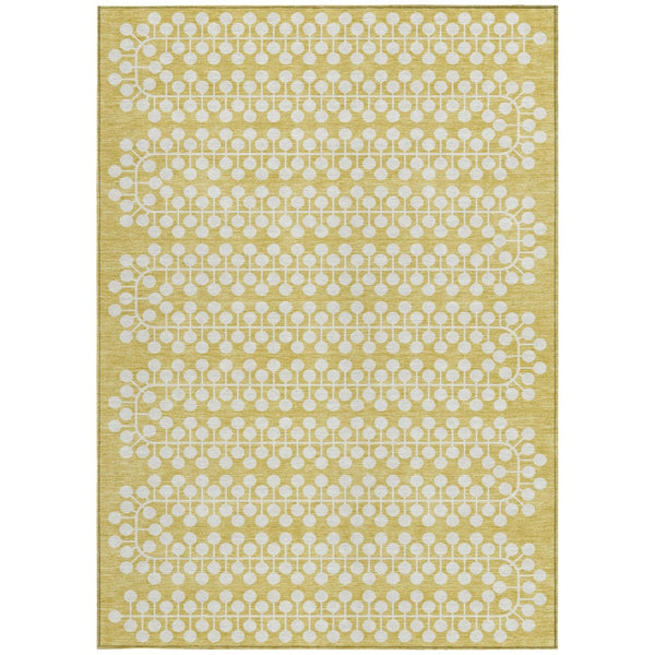 HomeRoots 10' Gold and Ivory Geometric Area Rug - Stylish Washable Indoor/Outdoor Design for All Spaces! 640306