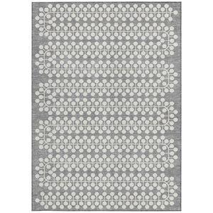 HomeRoots 5' X 8' Gray and Ivory Geometric Area Rug - Washable, Durable, Stylish for Indoor & Outdoor Spaces 640308