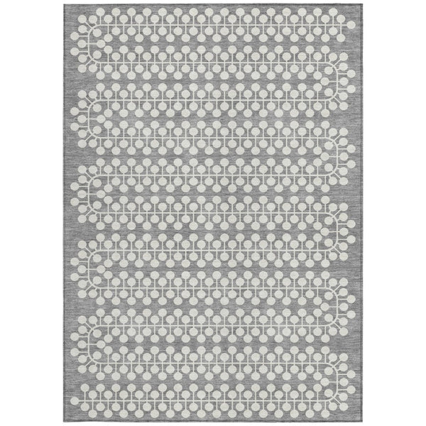 HomeRoots 5' X 8' Gray and Ivory Geometric Area Rug - Washable, Durable, Stylish for Indoor & Outdoor Spaces 640308