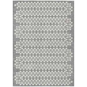 HomeRoots 5' X 8' Gray and Ivory Geometric Area Rug - Washable, Durable, Stylish for Indoor & Outdoor Spaces 640308
