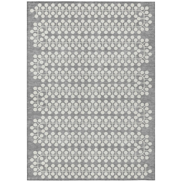 HomeRoots 5' X 8' Gray and Ivory Geometric Area Rug - Washable, Durable, Stylish for Indoor & Outdoor Spaces 640308