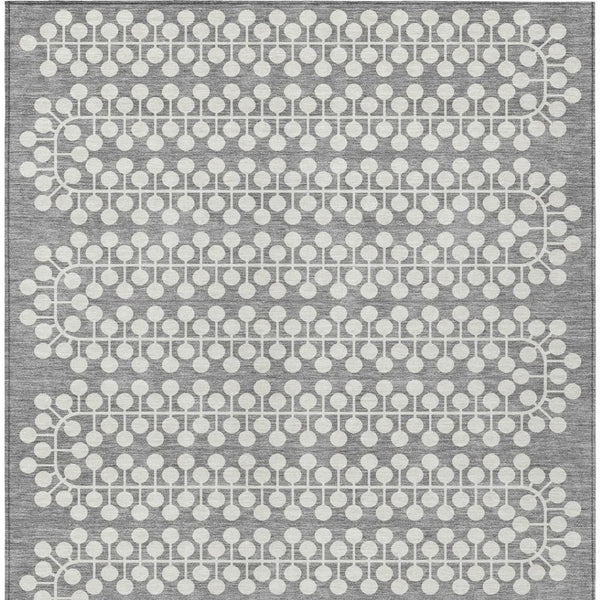 HomeRoots 5' X 8' Gray and Ivory Geometric Area Rug - Washable, Durable, Stylish for Indoor & Outdoor Spaces 640308