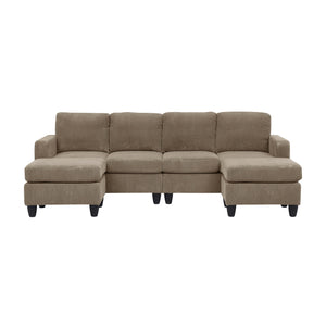 English Elm Savannah Plush Corduroy Modular Sectional Sofa with Ottoman — Customizable Layouts & Padded Comfort Camel B355S00007