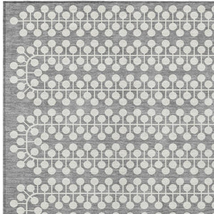 HomeRoots 8' X 10' Gray and Ivory Geometric Area Rug - Stylish, Washable, Durable for Indoor & Outdoor Spaces 640310
