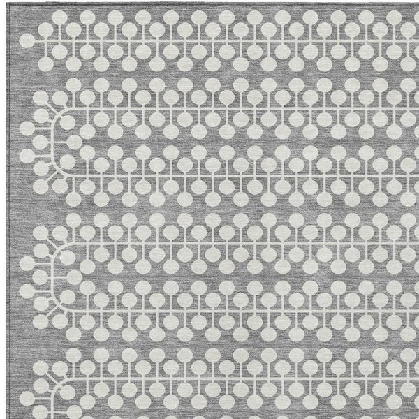 HomeRoots 8' X 10' Gray and Ivory Geometric Area Rug - Stylish, Washable, Durable for Indoor & Outdoor Spaces 640310