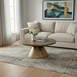 HomeRoots 36" Brass Aluminum Round Coffee Table - Modern Design, Durable, Versatile for Living Spaces & Offices 640314