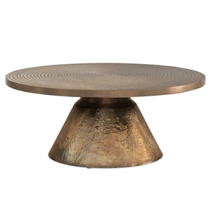 HomeRoots 36" Brass Aluminum Round Coffee Table - Modern Design, Durable, Versatile for Living Spaces & Offices 640314