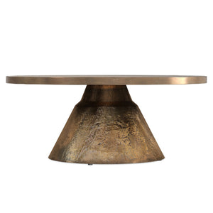HomeRoots 36" Brass Aluminum Round Coffee Table - Modern Design, Durable, Versatile for Living Spaces & Offices 640314