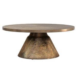 HomeRoots 36" Brass Aluminum Round Coffee Table - Modern Design, Durable, Versatile for Living Spaces & Offices 640314