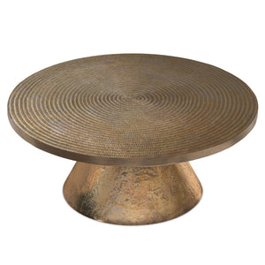HomeRoots 36" Brass Aluminum Round Coffee Table - Modern Design, Durable, Versatile for Living Spaces & Offices 640314