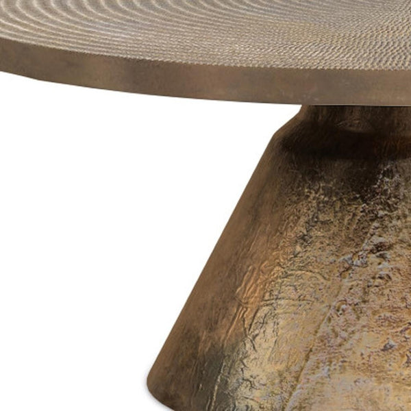 HomeRoots 36" Brass Aluminum Round Coffee Table - Modern Design, Durable, Versatile for Living Spaces & Offices 640314