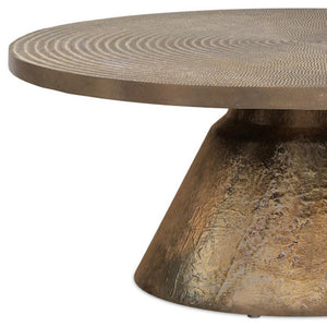 HomeRoots 36" Brass Aluminum Round Coffee Table - Modern Design, Durable, Versatile for Living Spaces & Offices 640314