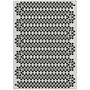HomeRoots 5' Modern Ivory and Black Geometric Area Rug - Washable, Durable, Indoor/Outdoor, Kid & Pet Friendly! 640315