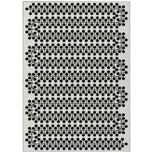 HomeRoots 5' Modern Ivory and Black Geometric Area Rug - Washable, Durable, Indoor/Outdoor, Kid & Pet Friendly! 640315