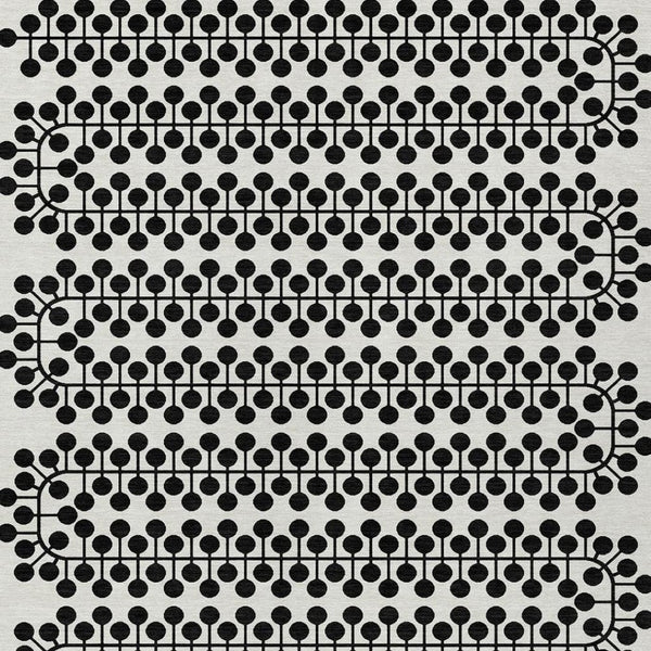 HomeRoots 5' Modern Ivory and Black Geometric Area Rug - Washable, Durable, Indoor/Outdoor, Kid & Pet Friendly! 640315