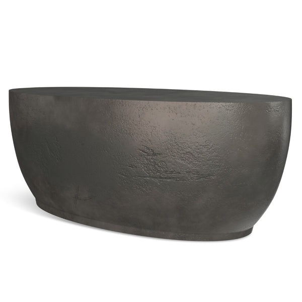 HomeRoots 38" Graphite Oval Coffee Table - Modern Aluminum Design, Fully Assembled, Perfect for Any Space! 640316