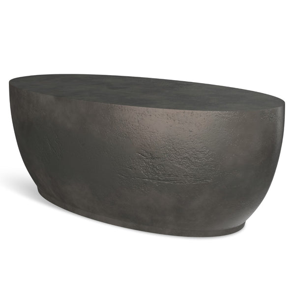 HomeRoots 38" Graphite Oval Coffee Table - Modern Aluminum Design, Fully Assembled, Perfect for Any Space! 640316