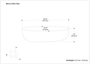 HomeRoots 38" Graphite Oval Coffee Table - Modern Aluminum Design, Fully Assembled, Perfect for Any Space! 640316